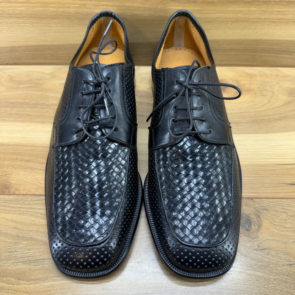 ET Wright Masters Collection Woven Oxford Mens 8.5 EE Black Leather Perf Modern